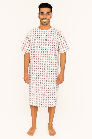 Patient Gown Unisex - Back Open - OT/ICU Gowns Red and Black Dot