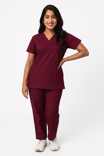 Female Scrub Suits Burgandy