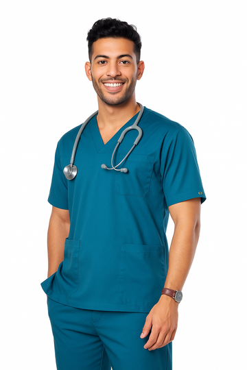 FlexiFit Male Scrub Top - Blue