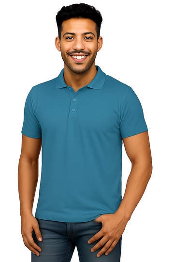 Men's Polyester Polo T-Shirt - Sea Blue