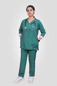 Classic Women's Longsleeves Scrub - Forest Green