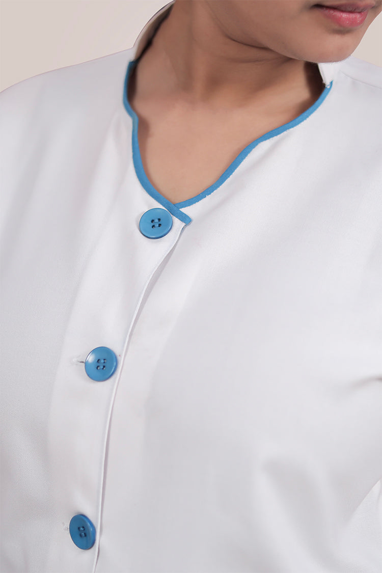 Female Nurse Uniform NU6 - White & Teal