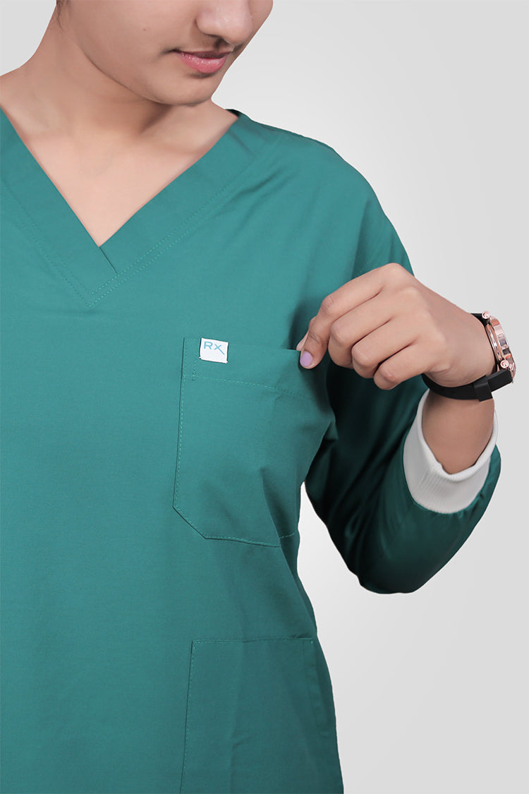 Classic Women's Longsleeves Scrub - Forest Green