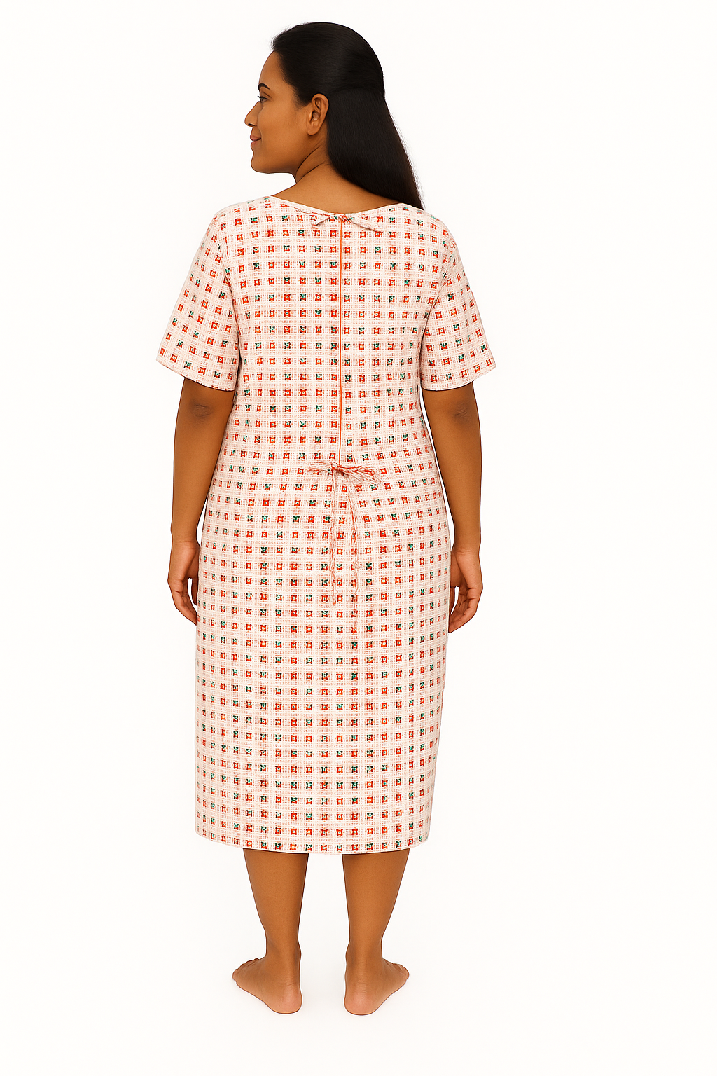 Patient Gown Unisex - Back Open - OT/ICU Gowns Red and Black Dot