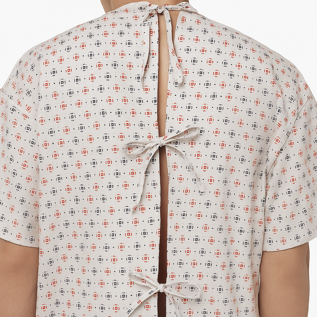 Patient Gown Unisex - Back Open - OT/ICU Gowns Red and Black Dot