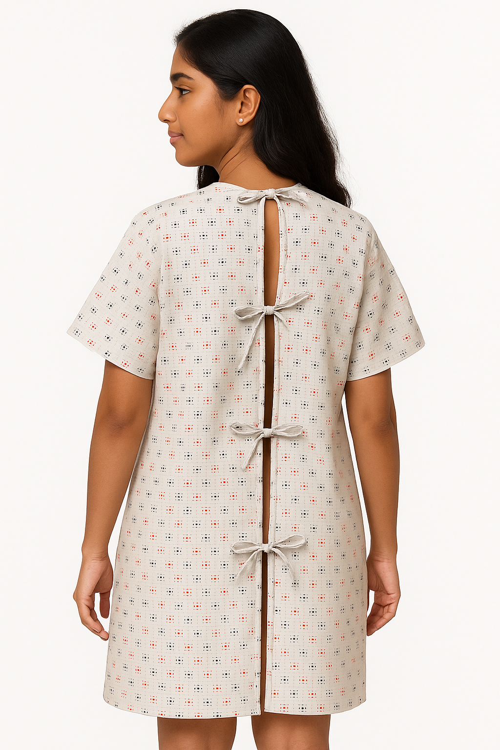 Patient Gown Unisex - Back Open - OT/ICU Gowns Red and Black Dot