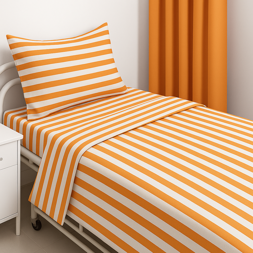 Bedsheets (Pack of 2) Size 58x100 Inch - Light Stripped Yellow