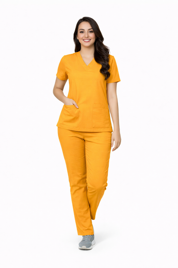 Classic Women's V-Neck Scrubs - Mango