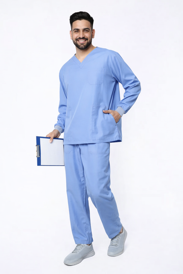 Classic Men's Longsleeves Scrub - Ceil Blue