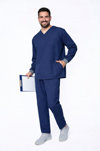 Classic Men's Longsleeves Scrub - Navy Blue