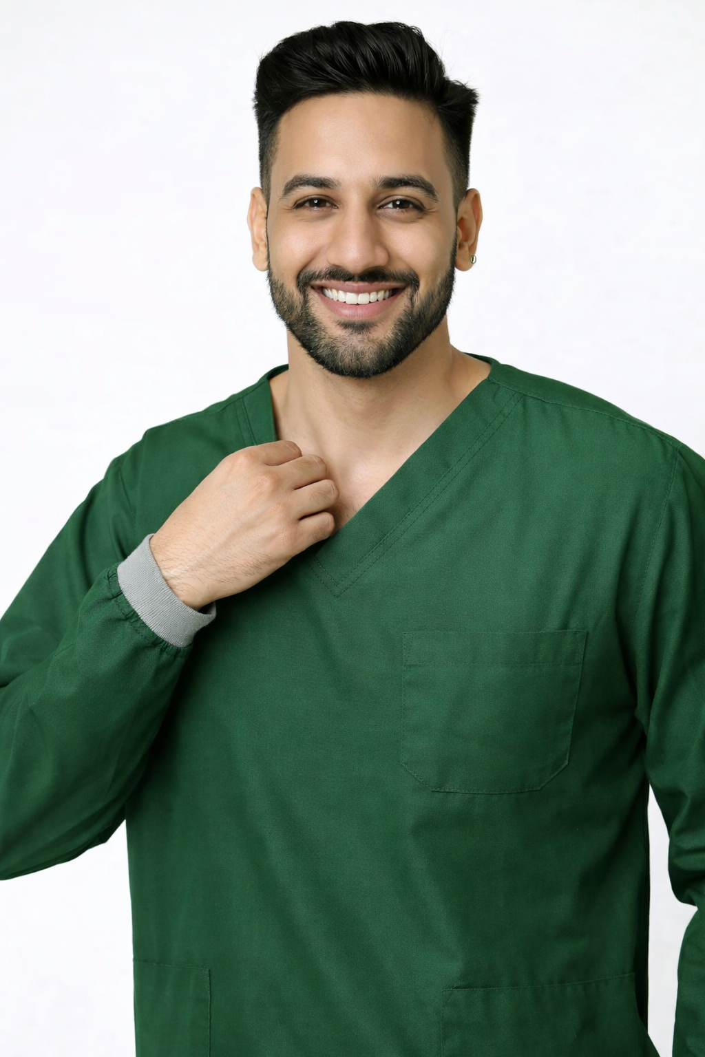 Classic Men's Longsleeves Scrub - Forest Green