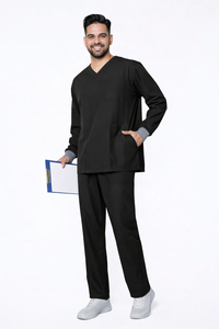 Classic Men's Longsleeves Scrub - Black