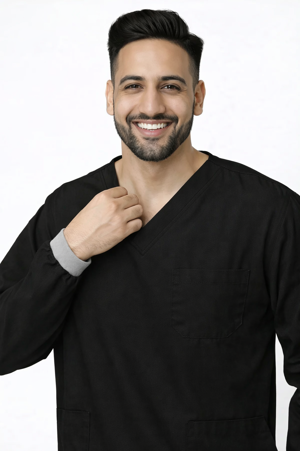 Classic Men's Longsleeves Scrub - Black