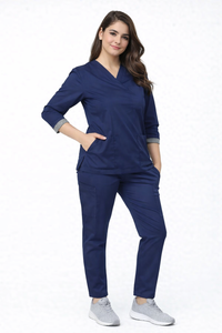 Classic Women's Longsleeves Scrub - Navy Blue