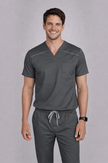 MedFlex Men's V-Neck 4X Stretch Scrub Type D2 - Steel Grey