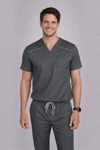 MedFlex Men's V-Neck 4X Stretch Scrub Type D2 - Steel Grey