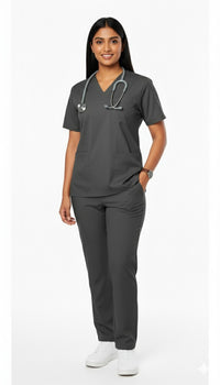 FlexiFit 2-Way Stretch Female Scrub Suit - Graphite Grey