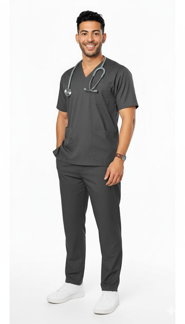 FlexiFit 2-Way Stretch Male Scrub Suit - Iron Grey