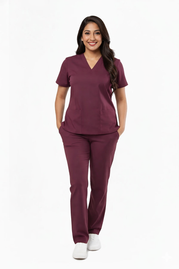 FlexiFit 2-Way Stretch Female Scrub Suit - Muted Wine