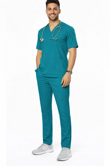 FlexiFit 2-Way Stretch Male Scrub Suit - Teal Blue