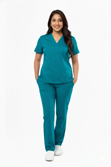 FlexiFit 2-Way Stretch Female Scrub Suit - Teal Blue