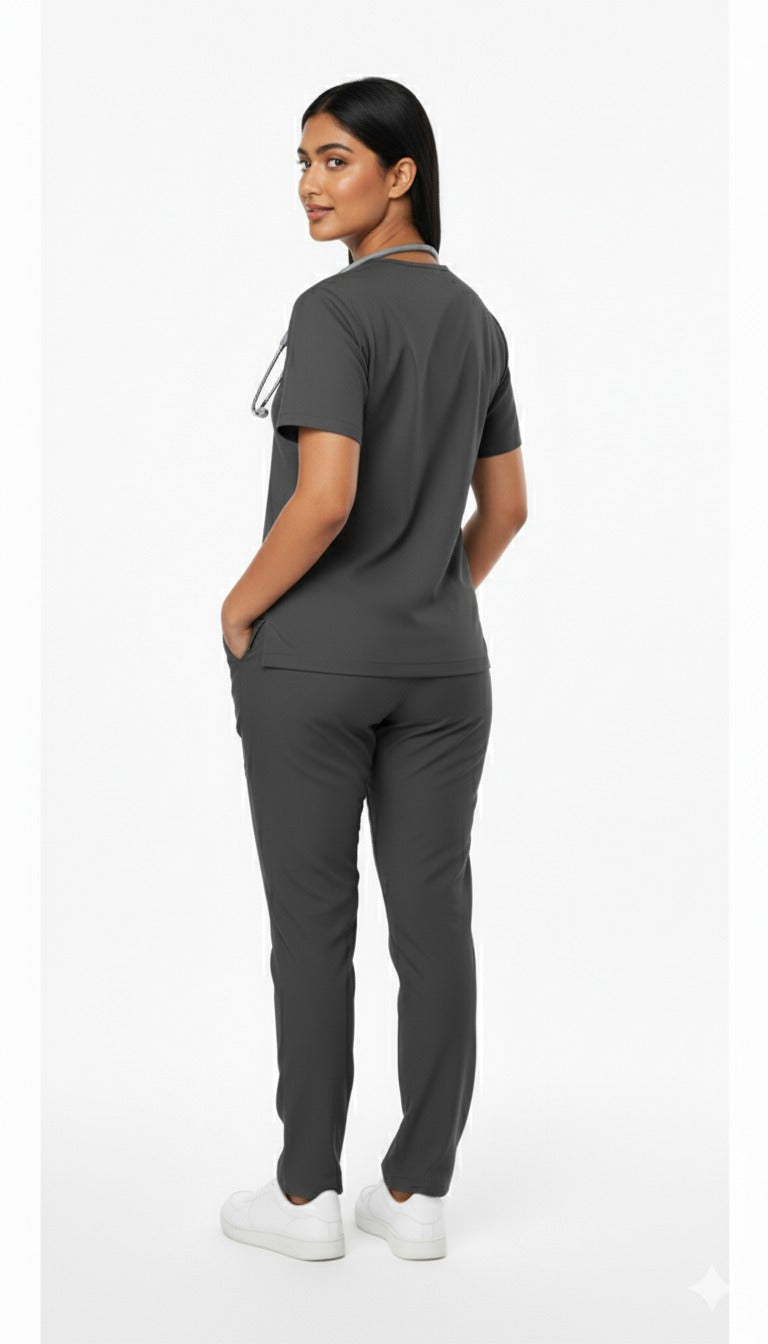 FlexiFit 2-Way Stretch Female Scrub Suit - Graphite Grey