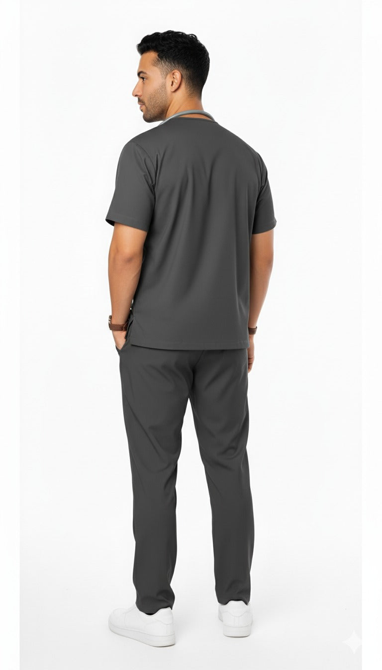 FlexiFit 2-Way Stretch Male Scrub Suit - Iron Grey