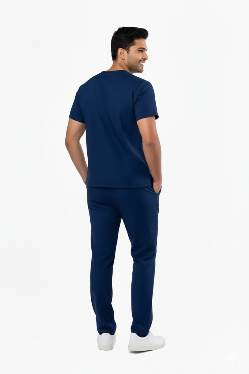 FlexFit 2-Way Stretch Male Scrub Suit - Navy Blue