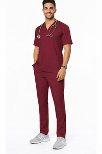 FlexiFit 2-Way Stretch Male Scrub Suit - Muted Wine