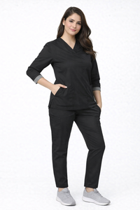 Classic Women's Longsleeves Scrub - Black