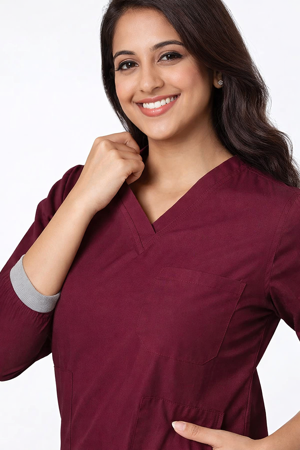 Classic Women's Longsleeves Scrub - Burgandy