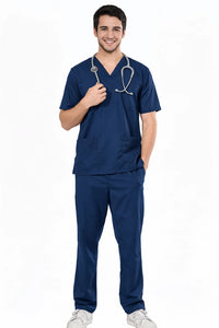MedFlex Men's V-Neck 4X Stretch Scrubs Type D1 - Clinical Navy