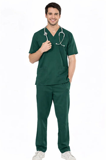 MedFlex Men's V-Neck 4X Stretch Scrubs Type D1 - Shadow Green