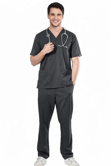 MedFlex Men's V-Neck 4X Stretch Scrubs Type D1 - Steel Grey