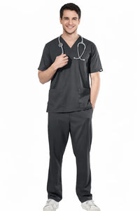 MedFlex Men's V-Neck 4X Stretch Scrubs Type D1 - Steel Grey