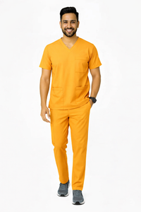 Classic Men's V-Neck Scrubs - Mango