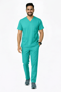 Classic Men's V-Neck Scrubs - Torquise Green