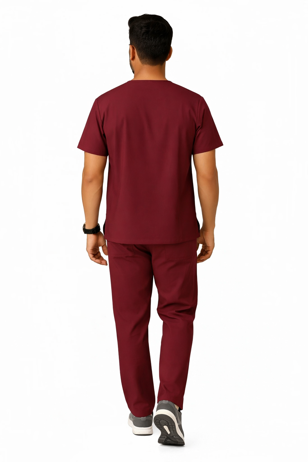 Classic Men's V-Neck Scrubs - Burgandy