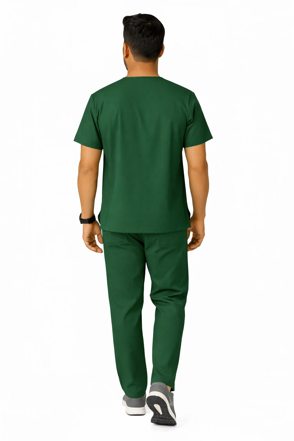 Classic Men's V-Neck Scrubs - Forest Green