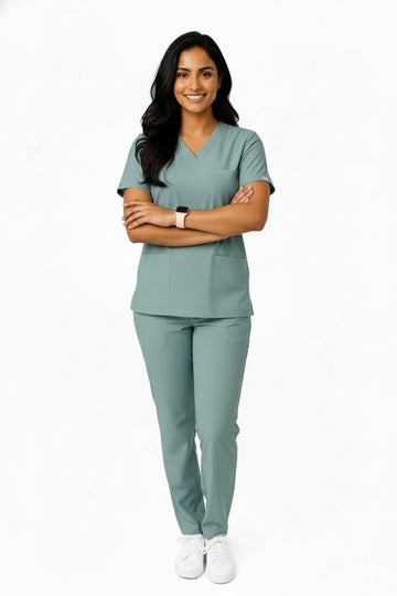 Classic Women's V-Neck Scrubs - Grey