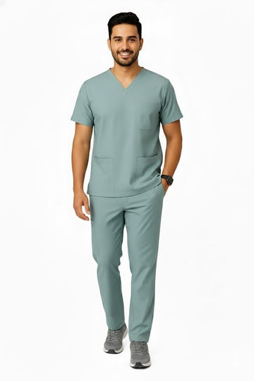 Classic Men's V-Neck Scrubs - Grey