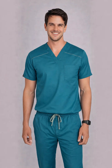 MedFlex Men's V-Neck 4X Stretch Scrubs Type D3 - Surgical Teal