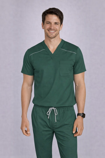 MedFlex Men's V-Neck 4X Stretch Scrub Type D2 - Shadow Green