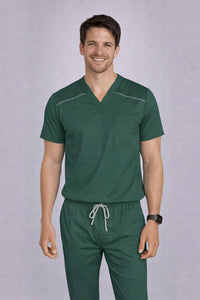 MedFlex Men's Dual 4X Stretch Scrubs Type D4 - Shadow Green