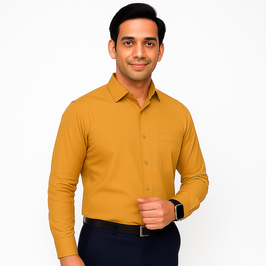 Front Desk Office Shirt Male - Mustard