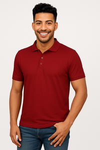 Men's Polyester Polo T-Shirt - Crimson Red
